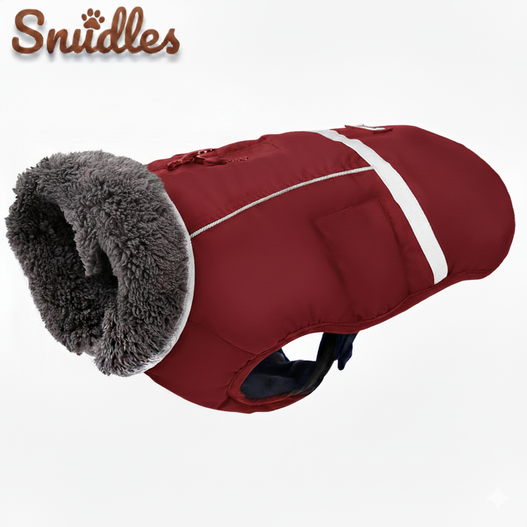 Varm hundejakke med refleks og bomuldsforing – perfekt til kolde aftenture | snudles Rød