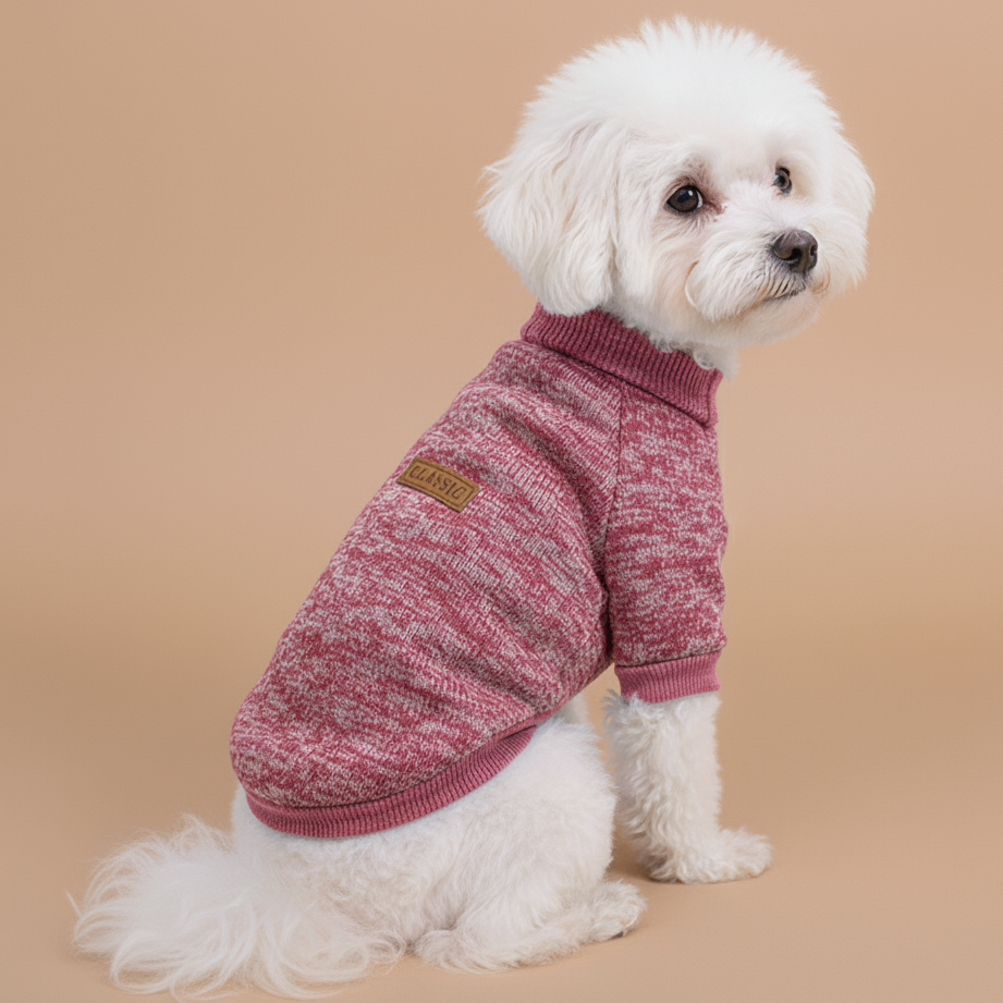 Klassisk meleret hundesweater i lys pink/fuchsia.