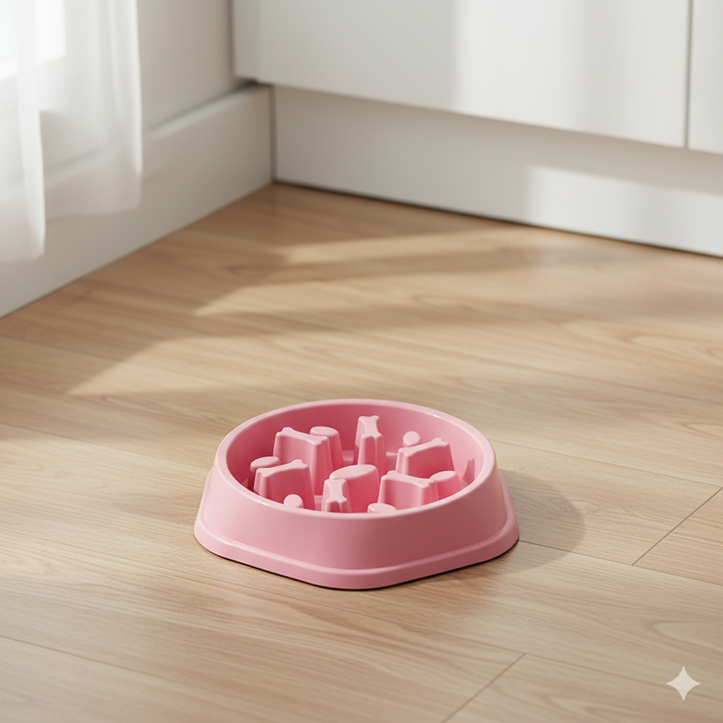 Sjov lyserød  pink Snudles Slowfeeder Hundeskål, der mentalt stimulerer din hund og hjælper med at forhindre kedsomhed under måltidet.
