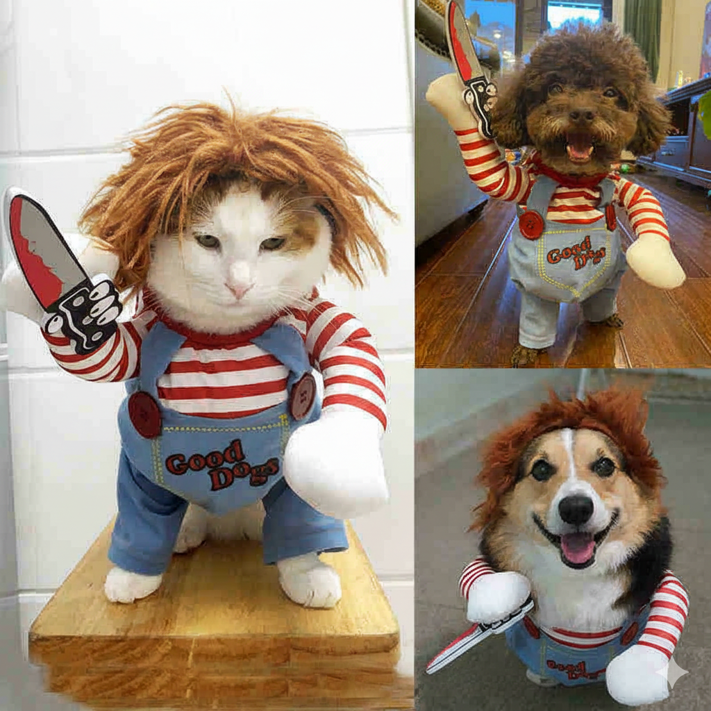 Komplet horror-inspireret kostume sæt fra snudles til hunde og katte.