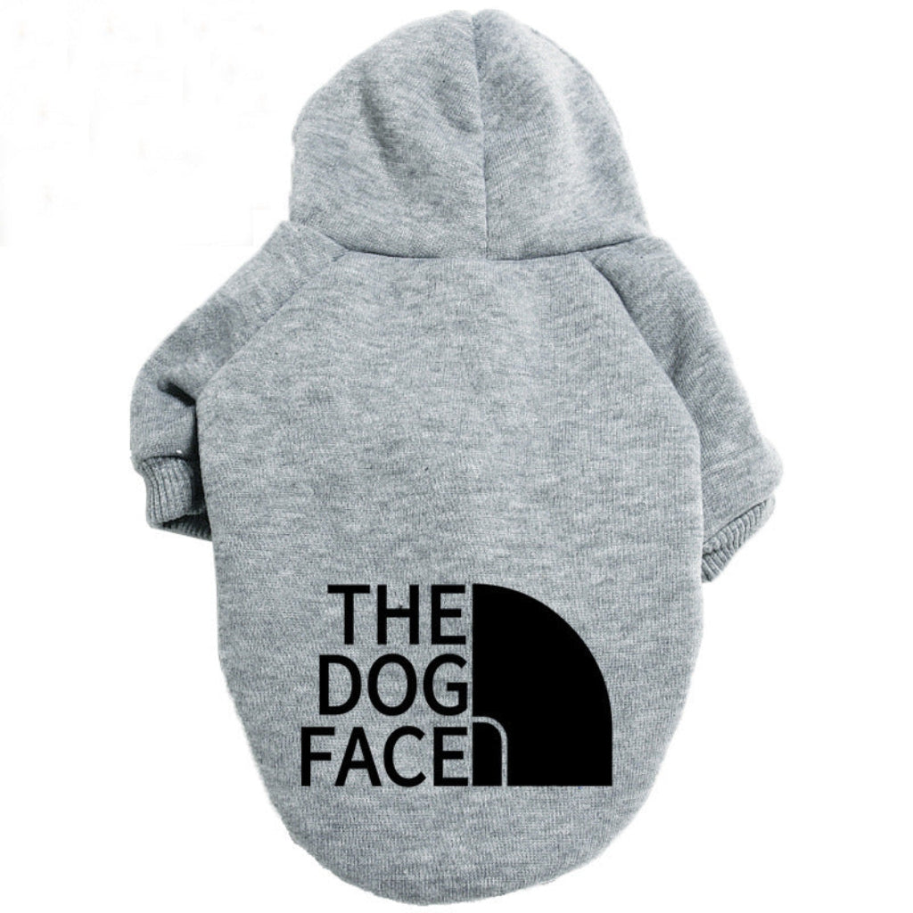 Ny kollektion: Grå hundetrøje fra Snudles med 'The Dog Face' tryk på ryggen.