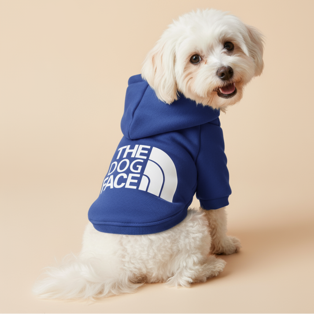 Populær lyseblå 'The Dog Face' hundetrøje fra Snudles. Tilgængelig i mange størrelser.