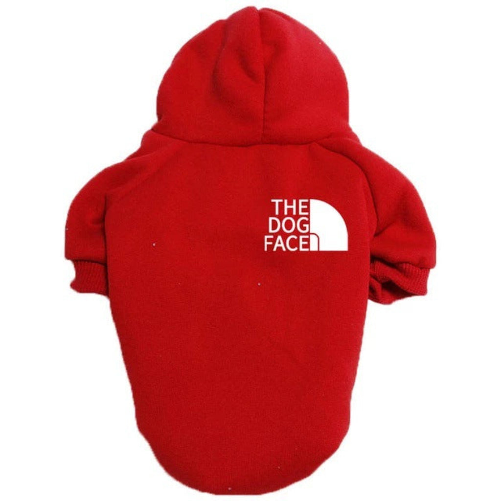 Luksus rød hundetrøje fra Snudles med 'The Dog Face' design. Eksklusiv og varm.
