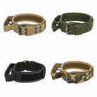 Billede af 4 stærke taktiske hundehalsbånd i sandfarvet, grøn, sort og camouflage