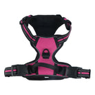 Stilfuld hundesele i en pink farve, der viser de justerbare stropper for en perfekt pasform