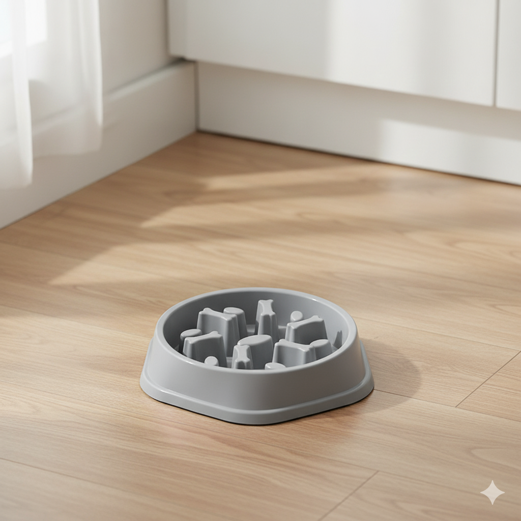 Moderne grå Snudles Slowfeeder Hundeskål af holdbart materiale, designet til langvarig brug og en forbedret spiseoplevelse for enhver hund.